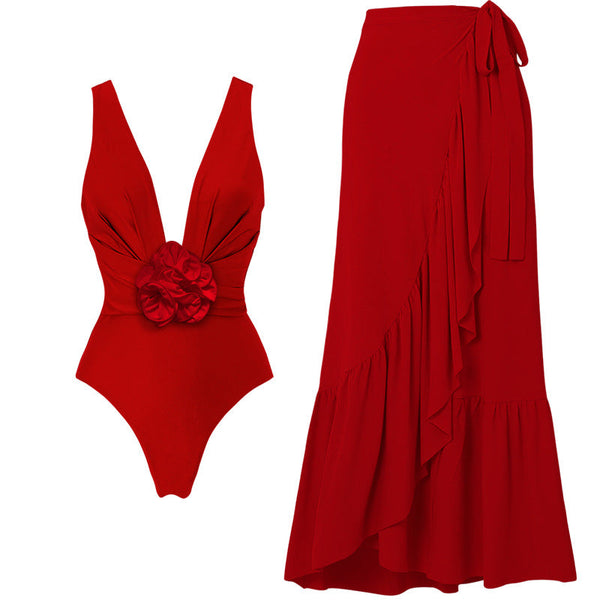 Rose Flower Two-Piece Swimsuit