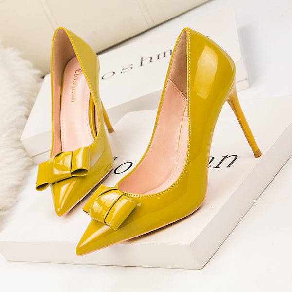 Bow-knot Leather Pumps