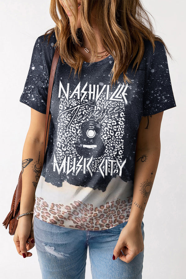 Black NASHVILLE MUSIC CITY Tie-dye Graphic Tee