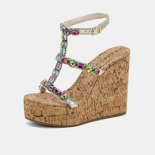 Scilla Colorful Stone Wedge Sandals