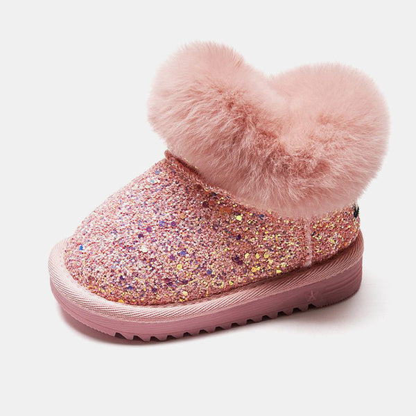 Children's Rhinestone Plush Snow Boots