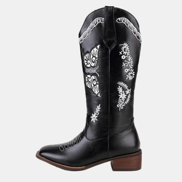 Gardenia Embroidery Cowboy Boots