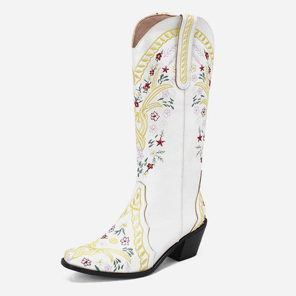 Gardenia Floral Embroidery Boots