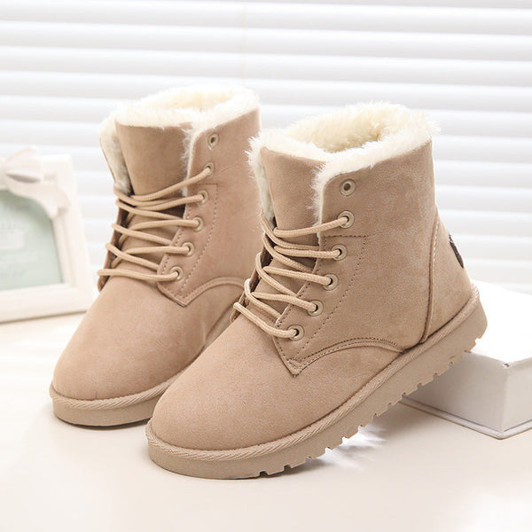 Daisy Solid Color Fleece Martin Boots