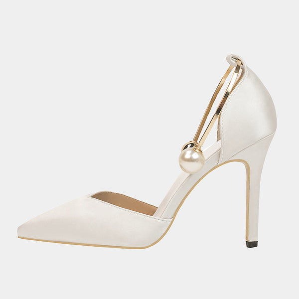 Lily Pearl Metal Buckle Pumps