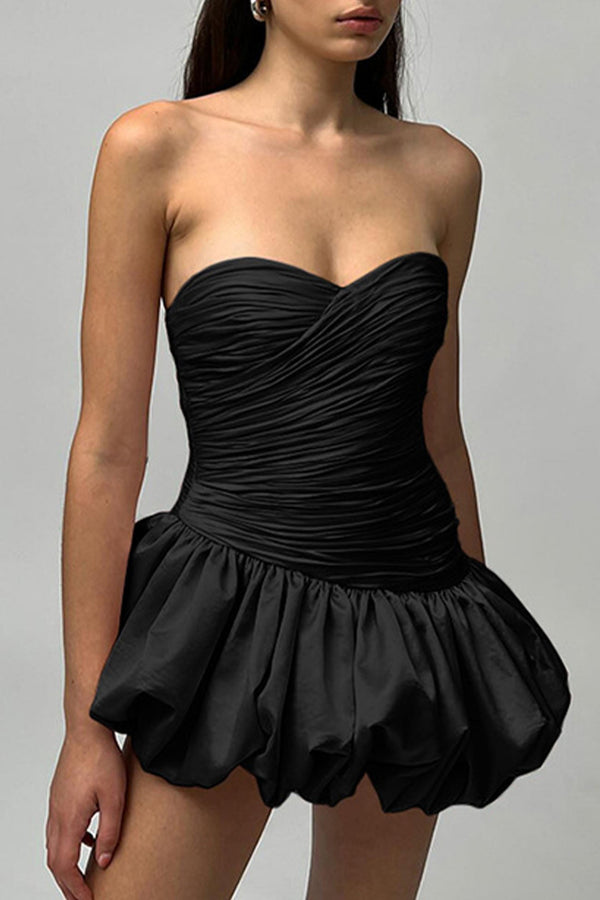 Ruched Balloon Strapless Mini Dress
