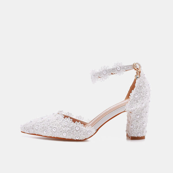 Crystal Lace Padded Wedding Heels