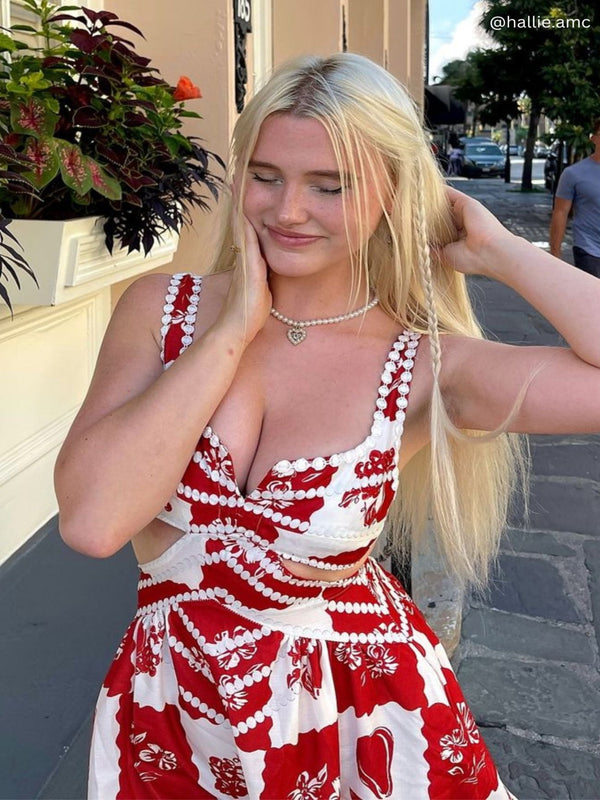 Tillbuy Contract Printed Cutout A-line Mini Dress