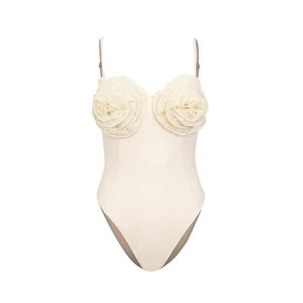 Hannah Eliana Floral Decoration Solid Color Swimsuit